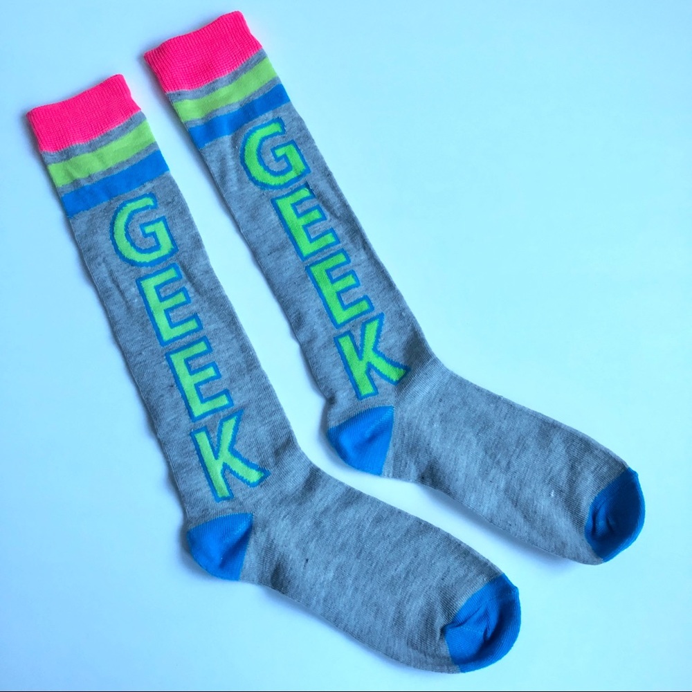 3/$15 NEW Long Dress Socks GEEK Gray Sock Size 9-11 Women’s UNISEX NWOT - Picture 2 of 12